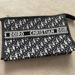 Dior Black and White Christian Dior Jacquard Foldover Clutch